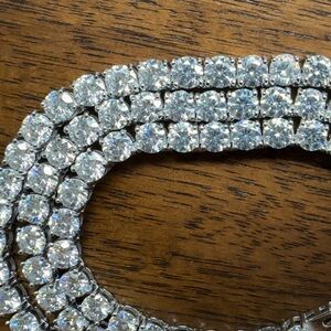 Elegant Silver Moissanite Necklace 5 mm 22”